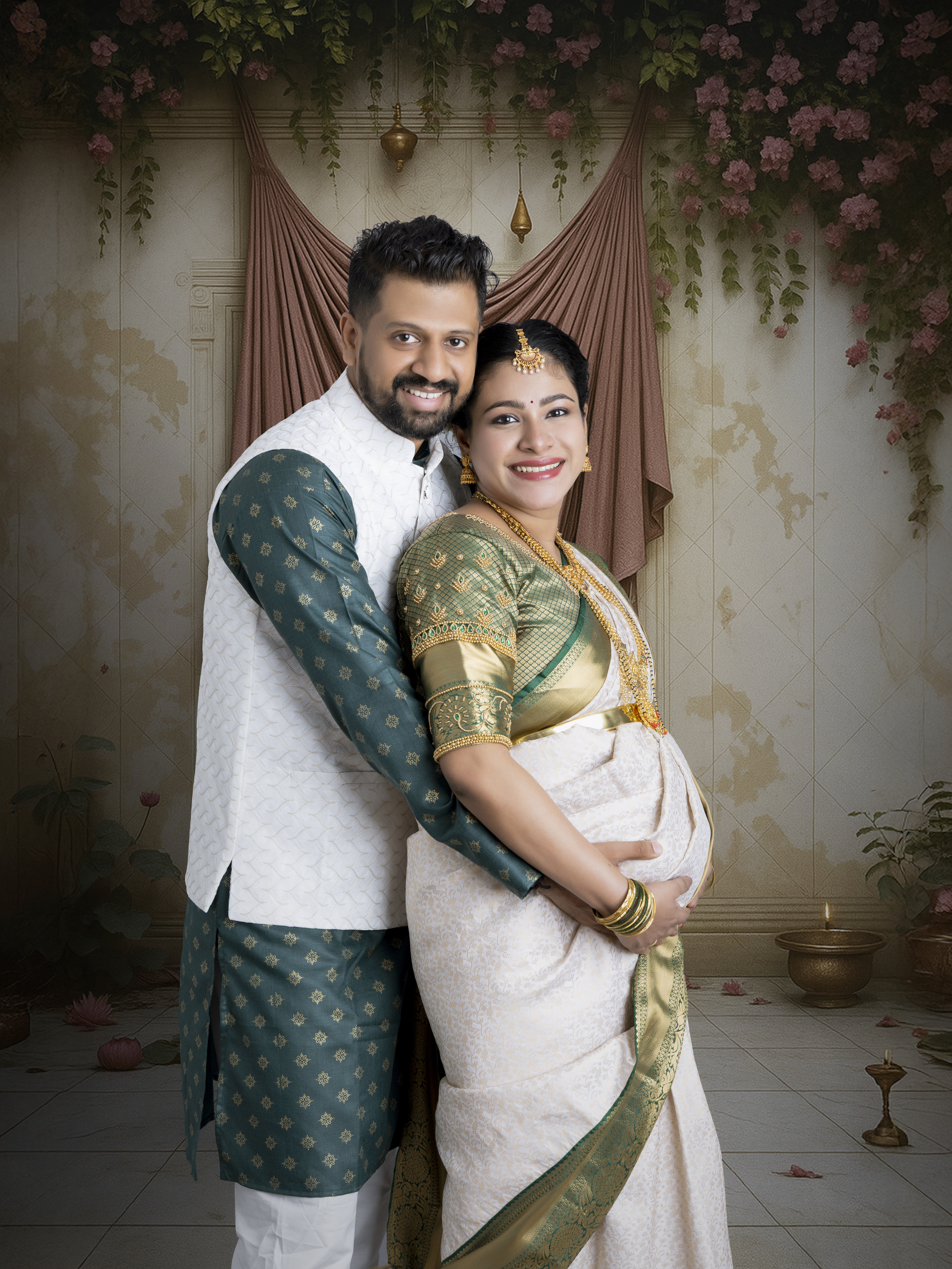 Professional maternity photoshoot in studio